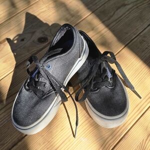 Kids Low-top Grey & Black Canvas Vans - US Size 10.5